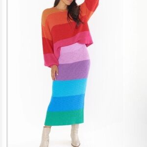 Colorful Striped Knit Maxi Skirt- New with tags / size M